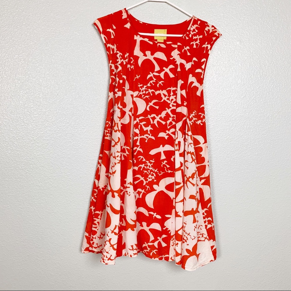 Maeve India Bird Dress FLAWED Orange XS